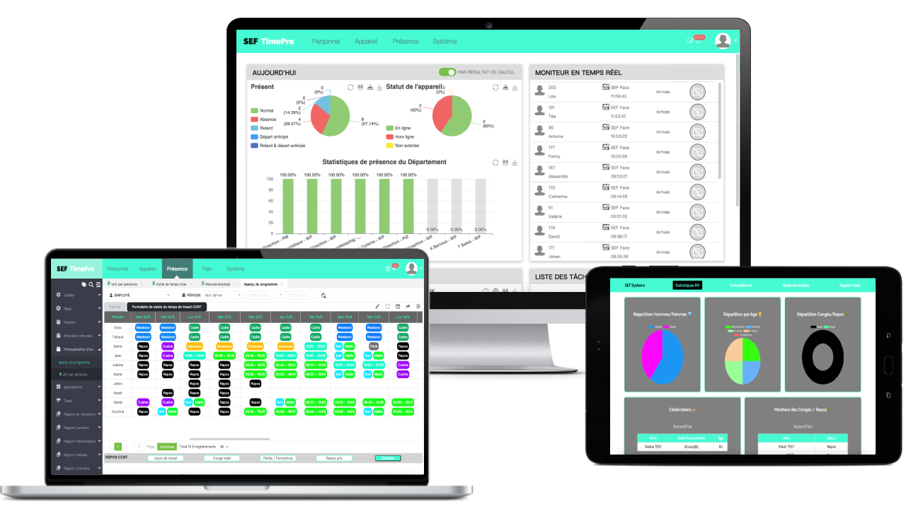 Vue planning et pointage